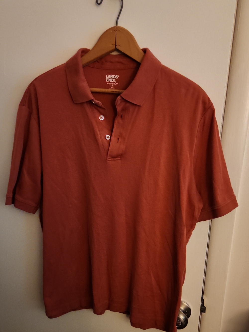 Lands' End Men's Polo Shirt - Burnt Orange Medium